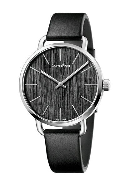  Shop Authentic Calvin Klein Even Black Dial Black Leather Strap Watch for Women - K7B211C1 - Luxxuri