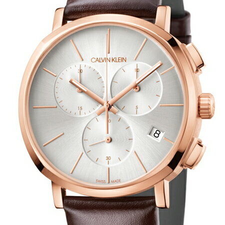  Shop Authentic Calvin Klein Posh Chronograph White Dial Brown Leather Strap Watch for Men - K8Q376G6 - Luxxuri