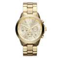 Michael Kors Bradshaw Chronograph Gold Dial Gold Steel Strap Watch For Women - MK5777