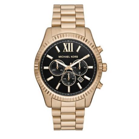  Shop Authentic Michael Kors Lexington Chronograph Black Dial Gold Steel Strap Watch for Men - MK9155 - Luxxuri