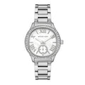 Michael Kors Sage Three-Hand White Dial Silver Steel Strap Watch for Women - MK4807