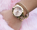 Michael Kors Slim Runway Pink Dial Two Tone Steel Strap Watch for Women - MK3493