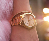  Shop Authentic Michael Kors Slim Runway Pink Dial Two Tone Steel Strap Watch for Women - MK3493 - Luxxuri