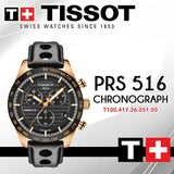 Shop Authentic Tissot PRS 516 Chronograph Black Dial Black Leather Strap Watch For Men - T100.417.36.051.00 - Luxxuri