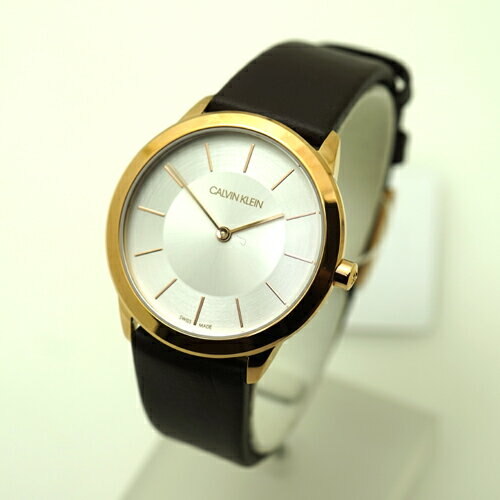  Shop Authentic Calvin Klein Minimal White Dial Brown Leather Strap Watch for Women - K3M226G6 - Luxxuri