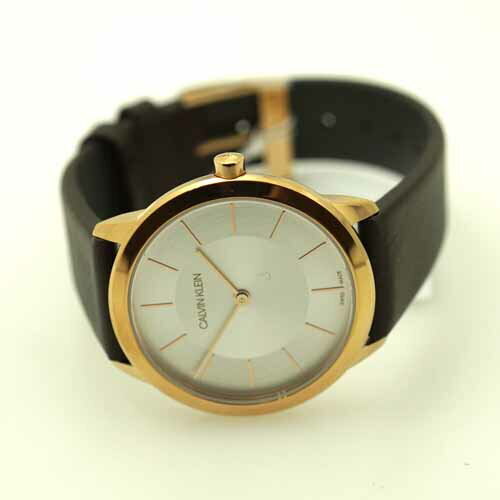  Shop Authentic Calvin Klein Minimal White Dial Brown Leather Strap Watch for Women - K3M226G6 - Luxxuri