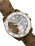  Shop Authentic Gucci Dive Doraemon Brown Dial Brown Leather Strap Watch For Men - YA136334 - Luxxuri