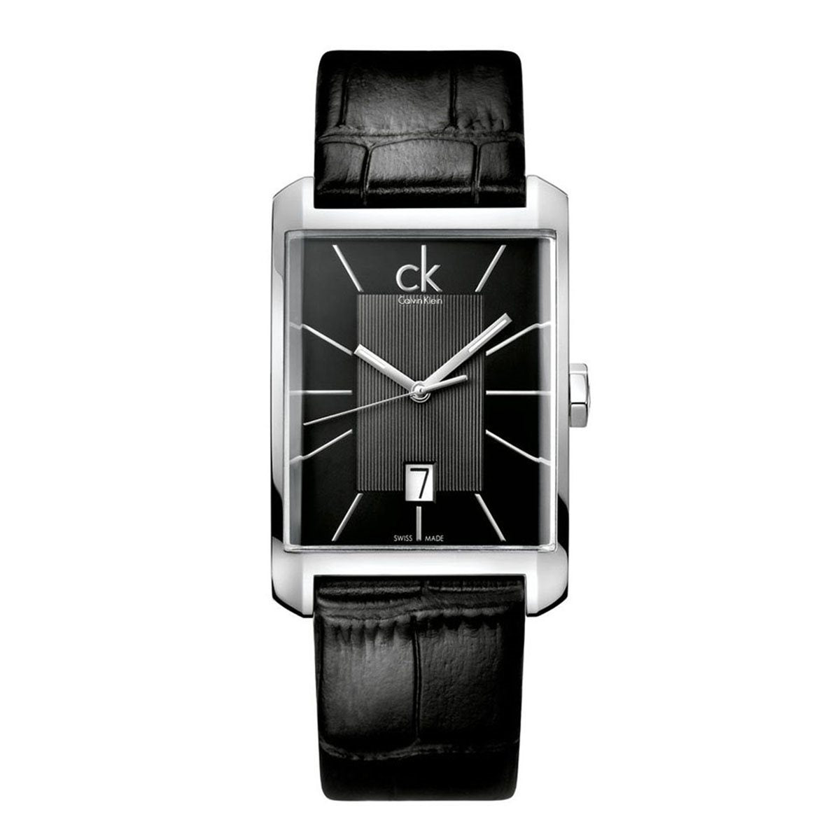  Shop Authentic Calvin Klein Window Black Dial Black Leather Strap Watch for Men - K2M21107 - Luxxuri