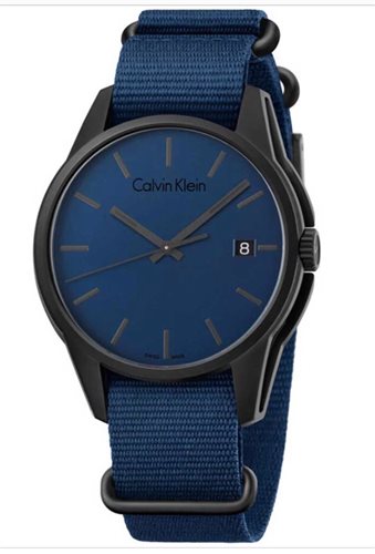  Shop Authentic Calvin Klein Tone Blue Dial Blue NATO Strap Watch for Men - K7K514VN - Luxxuri