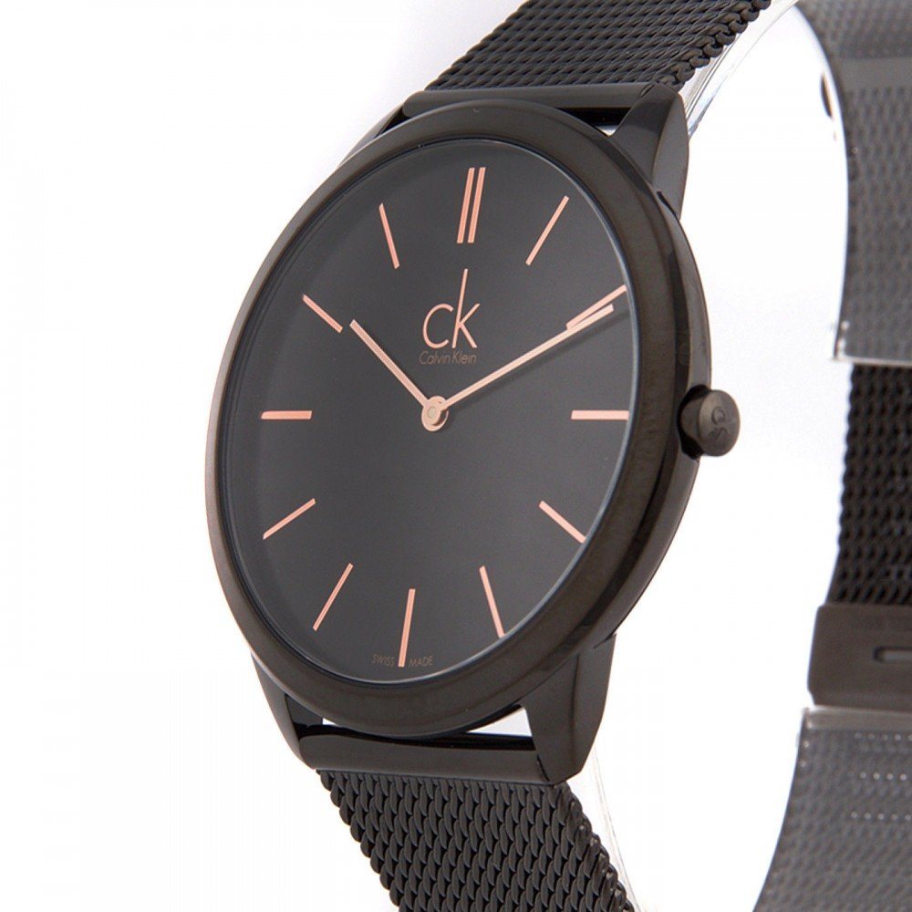  Shop Authentic Calvin Klein Minimal Black Dial Black Mesh Bracelet Watch for Men - K3M21421 - Luxxuri