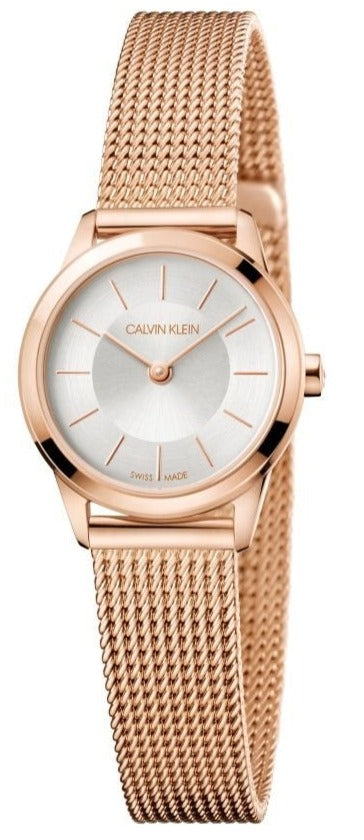  Shop Authentic Calvin Klein Minimal White Dial Rose Gold Mesh Bracelet Watch for Women - K3M23626 - Luxxuri
