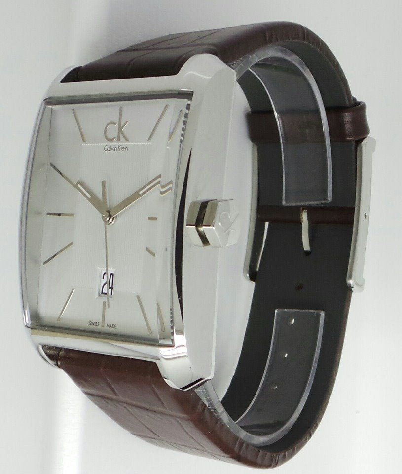 Shop Authentic Calvin Klein Window Silver Dial Brown Leather Strap Watch for Men - K2M21126 - Luxxuri