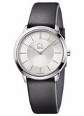  Shop Authentic Calvin Klein Minimal Silver Dial Black Leather Strap Watch for Women - K3M221C6 - Luxxuri