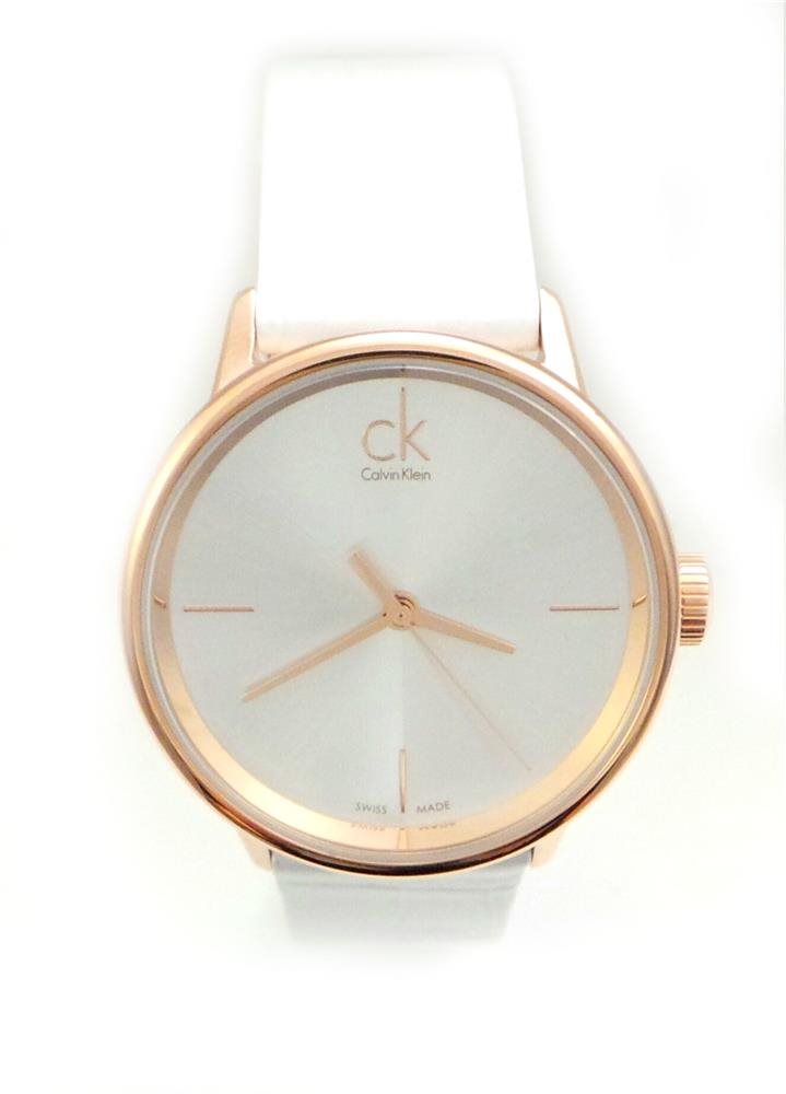  Shop Authentic Calvin Klein Accent White Dial White Leather Strap Watch for Women - K2Y2Y6K6 - Luxxuri