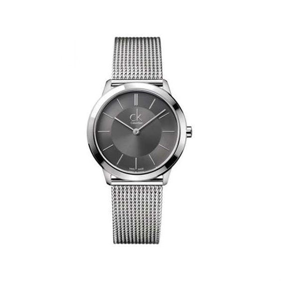  Shop Authentic Calvin Klein Minimal Grey Dial Silver Mesh Bracelet Watch for Women - K3M23124 - Luxxuri