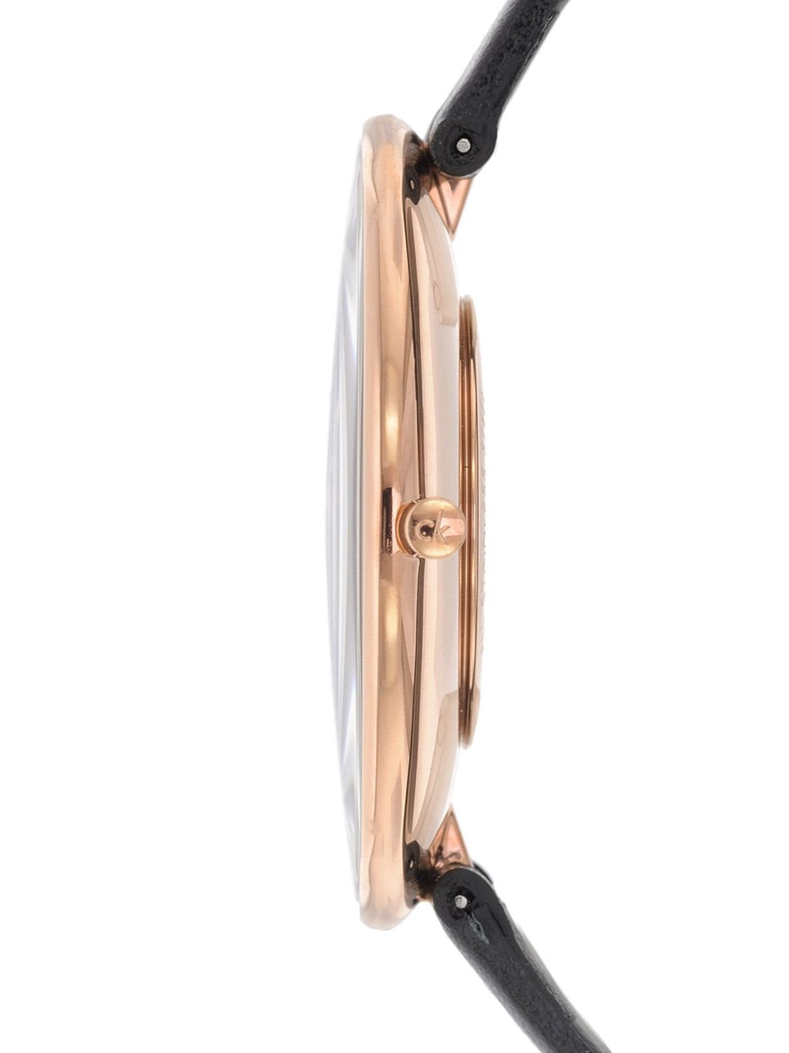  Shop Authentic Calvin Klein Full Moon Black Dial Black Leather Strap Watch for Women - K8Y236C1 - Luxxuri