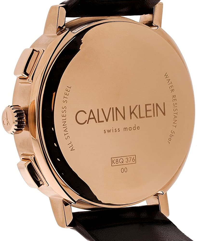  Shop Authentic Calvin Klein Posh Chronograph White Dial Brown Leather Strap Watch for Men - K8Q376G6 - Luxxuri