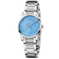  Shop Authentic Calvin Klein City Mother of Pearl Blue Dial Silver Steel Strap Watch for Women - K2G2314X - Luxxuri