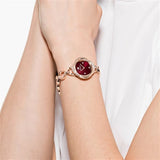  Shop Authentic Swarovski Crystal Flower Red Dial Rose Gold Steel Strap Watch for Women - 5552783 - Luxxuri
