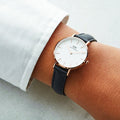  Shop Authentic Daniel Wellington Classic Petite Sheffield White Dial Black Leather Strap Watch For Women - DW00100230 - Luxxuri