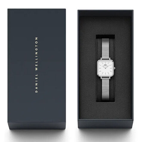  Shop Authentic Daniel Wellington Quadro Studio White Dial Silver Mesh Bracelet Watch For Women - DW00100521 - Luxxuri