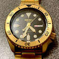  Shop Authentic Seiko 5 Sports Automatic Black Dial Gold Steel Strap Watch For Men - SRPK18 - Luxxuri