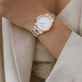  Shop Authentic Daniel Wellington Iconic Link White Dial Two Tone Steel Strap Watch For Women - DW00100358 - Luxxuri