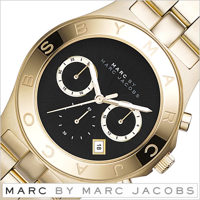 Marc Jacobs Blade Chronograph Black Dial Gold Steel Strap Watch for Women - MBM3309