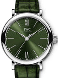  Shop Authentic IWC Portofino Automatic Green Dial Green Leather Strap Watch for Women - IW357405 - Luxxuri