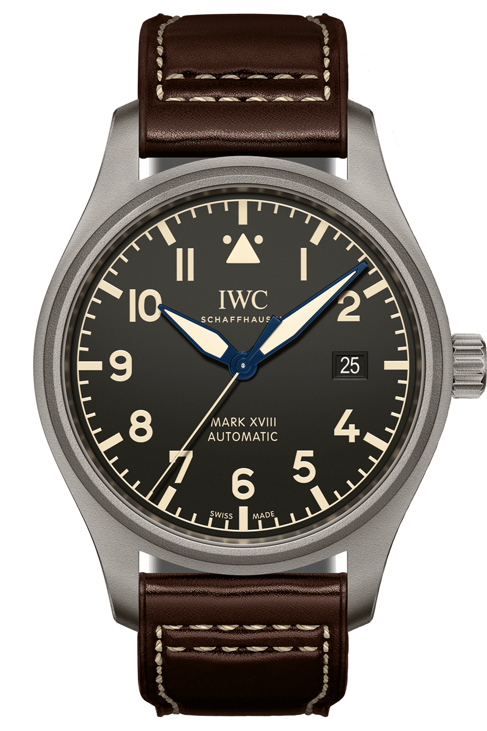  Shop Authentic IWC Pilot's Watch Mark XVIII 40mm Black Dial Brown Leather Strap Watch for Men - IW327006 - Luxxuri