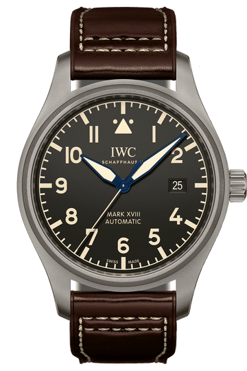  Shop Authentic IWC Pilot's Watch Mark XVIII 40mm Black Dial Brown Leather Strap Watch for Men - IW327006 - Luxxuri