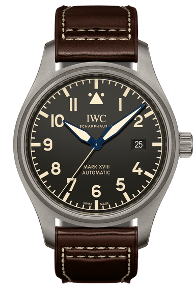  Shop Authentic IWC Pilot's Watch Mark XVIII 40mm Black Dial Brown Leather Strap Watch for Men - IW327006 - Luxxuri
