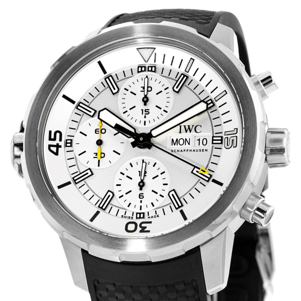  Shop Authentic IWC Aquatimer Chronograph White Dial Black Rubber Strap Watch for Men - IW376801 - Luxxuri