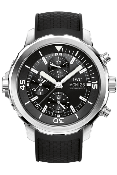 Shop Authentic IWC Aquatimer Chronograph Black Dial Black Leather Strap Watch for Men - IW376803 - Luxxuri