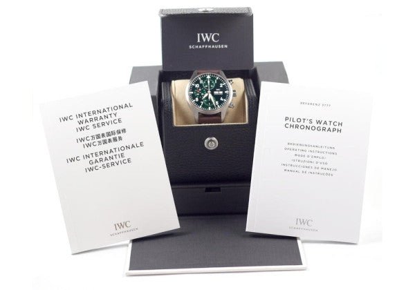  Shop Authentic IWC Pilot's Watch Chronograph Edition Racing Green 43mm Green Dial Brown Leather Strap Watch for Men - IW377726 - Luxxuri