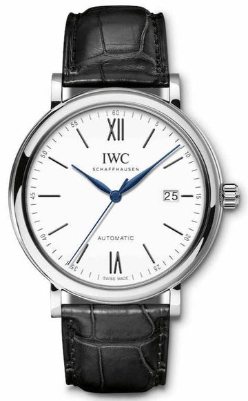  Shop Authentic IWC Portofino Automatic '150 Years' Edition Automatic White Dial Black Leather Strap Watch for Men - IW356519 - Luxxuri