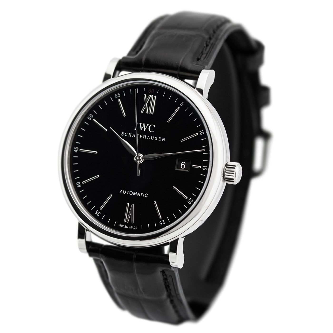  Shop Authentic IWC Portofino Automatic Black Dial Black Leather Strap Watch for Men - IW356502 - Luxxuri