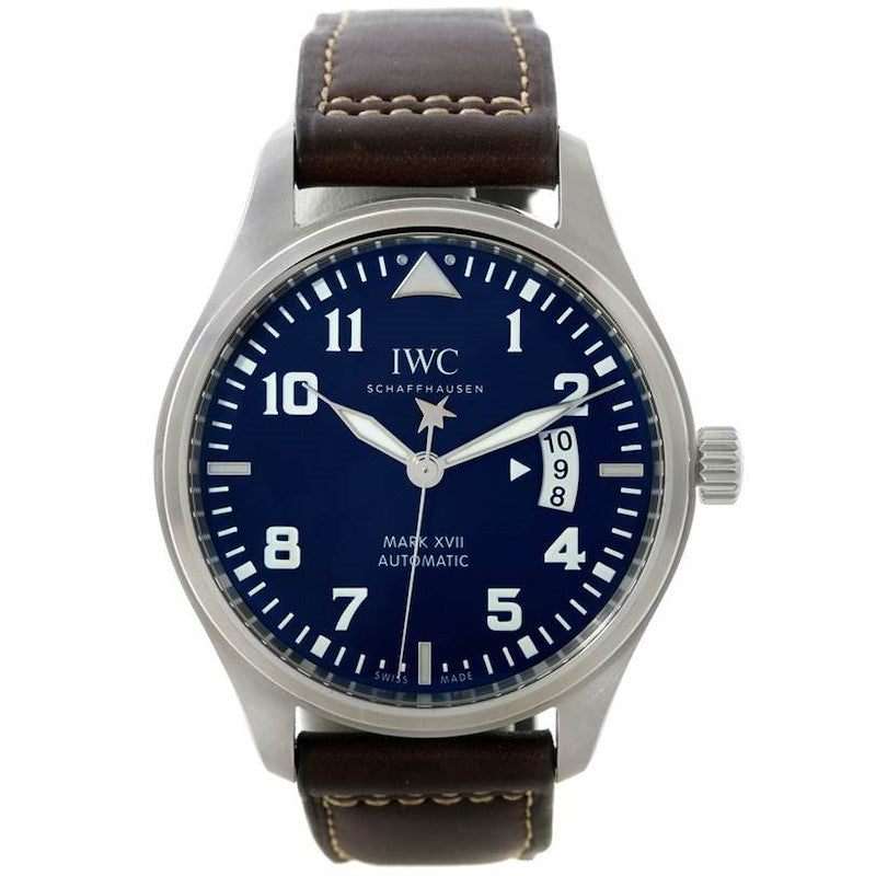  Shop Authentic IWC Pilots Watch Mark XVII Edition Le Petit Prince Blue Dial Brown Leather Strap Watch for Men - IW326506 - Luxxuri
