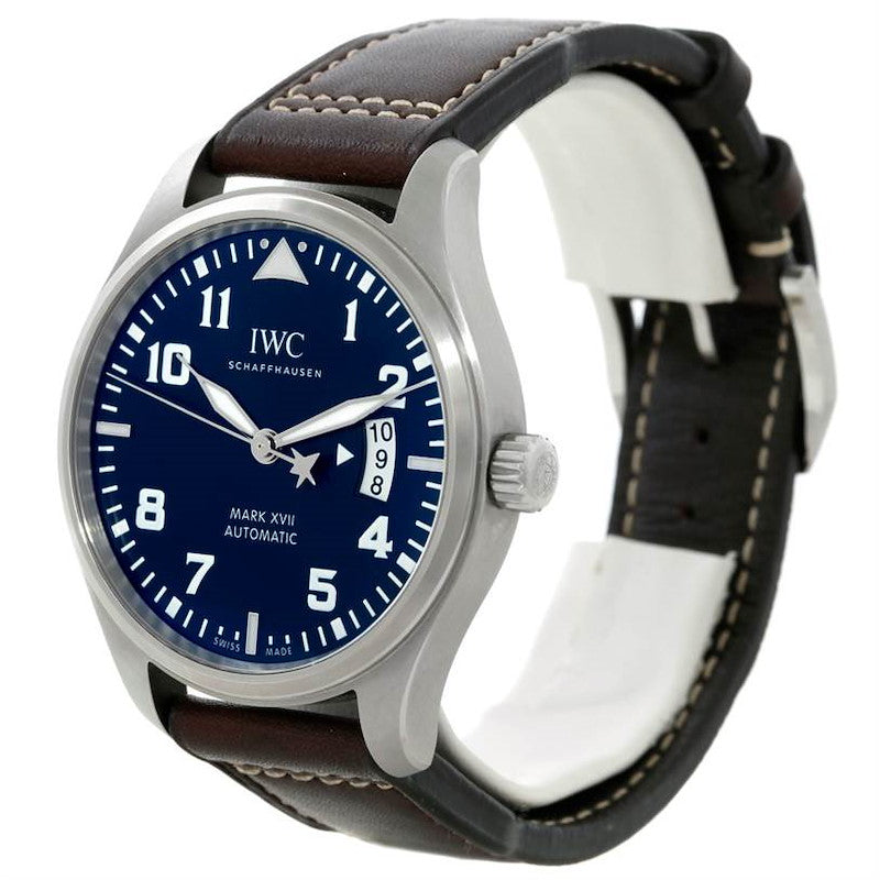  Shop Authentic IWC Pilots Watch Mark XVII Edition Le Petit Prince Blue Dial Brown Leather Strap Watch for Men - IW326506 - Luxxuri