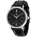  Shop Authentic IWC Portofino Automatic Black Dial Black Leather Strap Watch for Men - IW356502 - Luxxuri