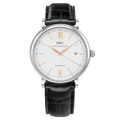 IWC Portofino Automatic White Dial Black Leather Strap Watch for Men - IW356517