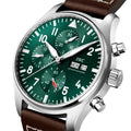  Shop Authentic IWC Pilot's Watch Chronograph Edition Racing Green 43mm Green Dial Brown Leather Strap Watch for Men - IW377726 - Luxxuri