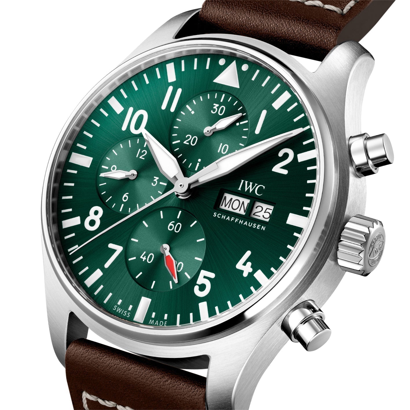  Shop Authentic IWC Pilot's Watch Chronograph Edition Racing Green 43mm Green Dial Brown Leather Strap Watch for Men - IW377726 - Luxxuri