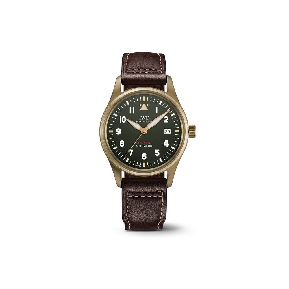  Shop Authentic IWC Pilot's Watch Automatic Spitfire Green Dial Brown Leather Strap Watch for Men - IW326802 - Luxxuri