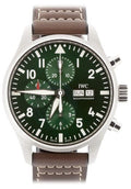  Shop Authentic IWC Pilot's Watch Chronograph Edition Racing Green 43mm Green Dial Brown Leather Strap Watch for Men - IW377726 - Luxxuri