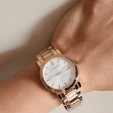  Shop Authentic Burberry The City White Dial Rose Gold Steel Strap Watch for Women - BU9004 - Luxxuri