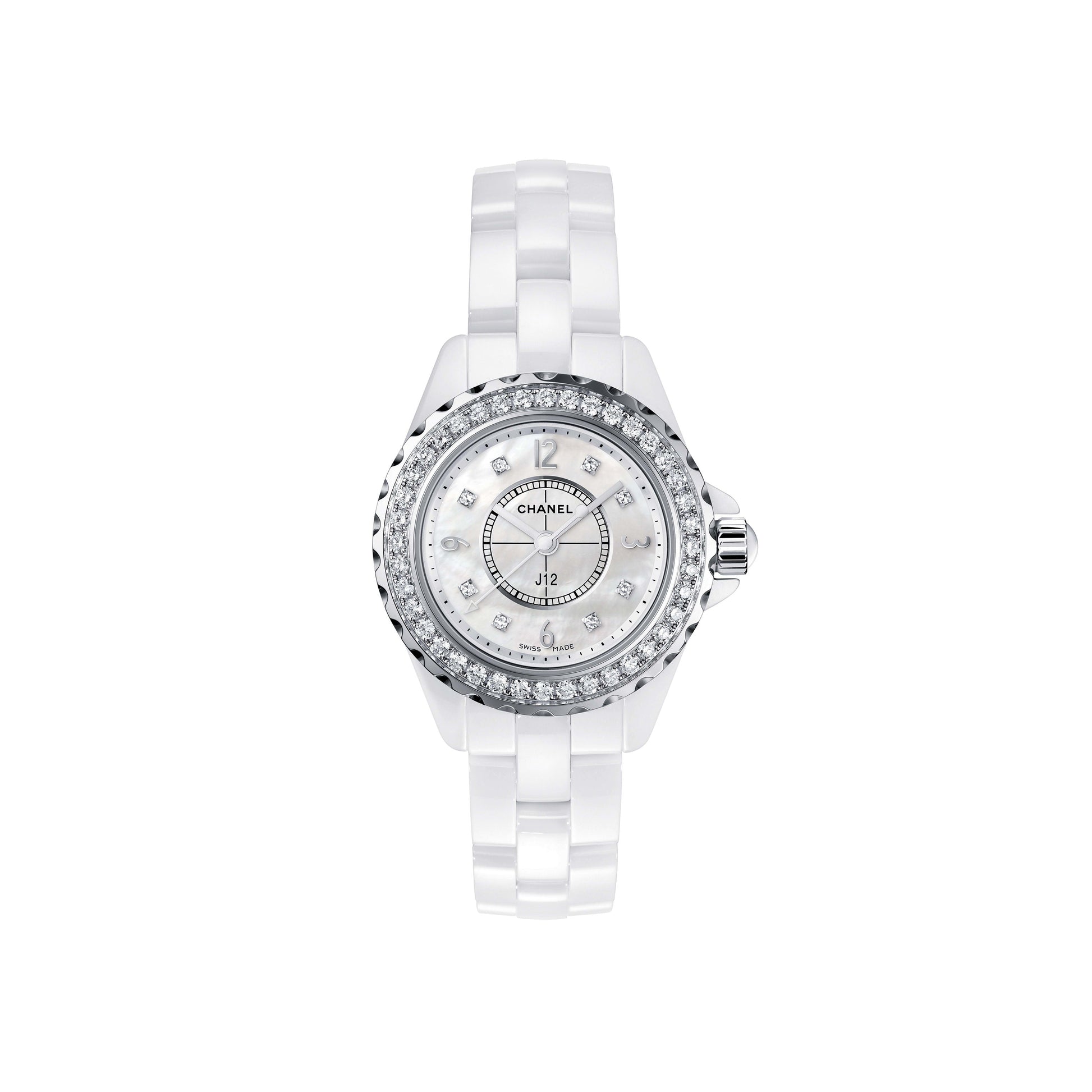  Shop Authentic Chanel J12 Diamonds Quartz White Dial White Steel Strap Watch for Women - J12 H2572 - Luxxuri