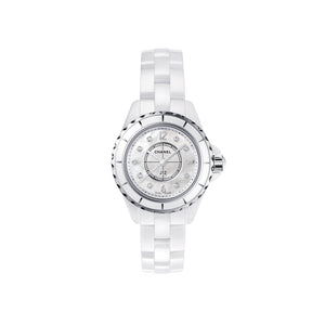  Shop Authentic Chanel J12 Quartz Diamonds White Dial White Steel Strap Watch for Women - J12 H5703 - Luxxuri