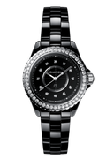 Chanel J12 Diamonds Ceramic Black Dial Black Steel Strap Watch for Women - J12 H3108