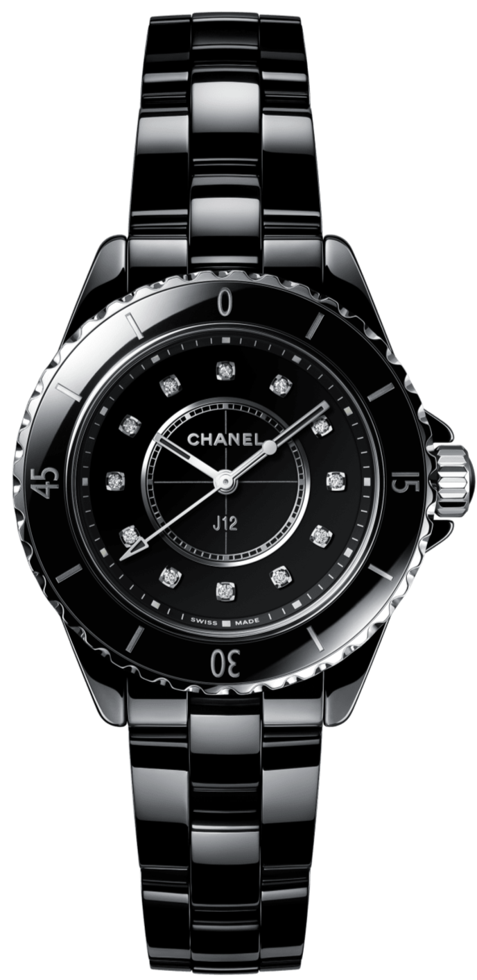  Shop Authentic Chanel J12 Quartz Diamonds Black Dial Black Steel Strap Watch for Women - J12 H5701 - Luxxuri